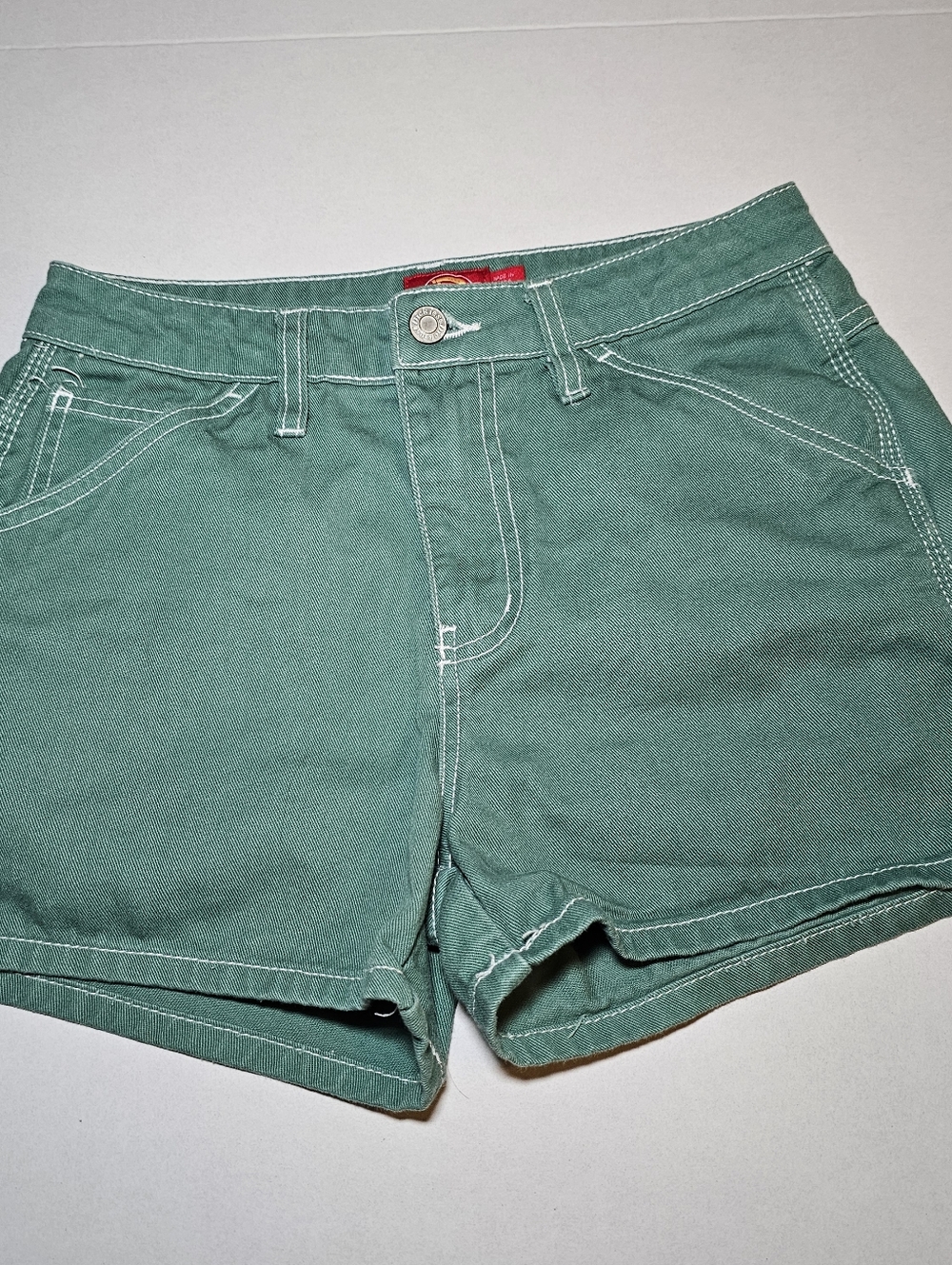 Dickies Girl Women's Shorts Sz 1 25 Denim Contrast Stitch Utility Carpenter